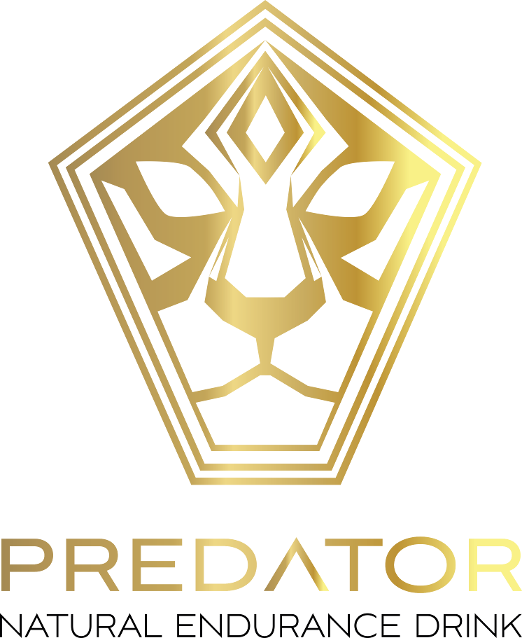 Gold logo of a predator with 'Predator Natural Endurance Drink' text below on a white background