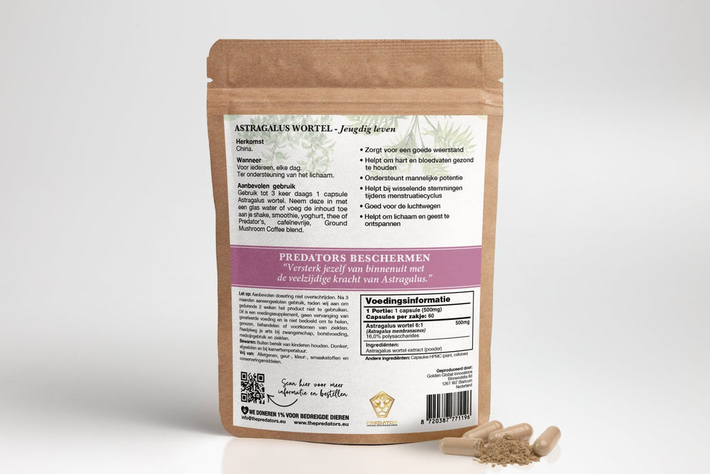 Nieuw: Astragalus Capsules - Life force & Immunity - The Predators
