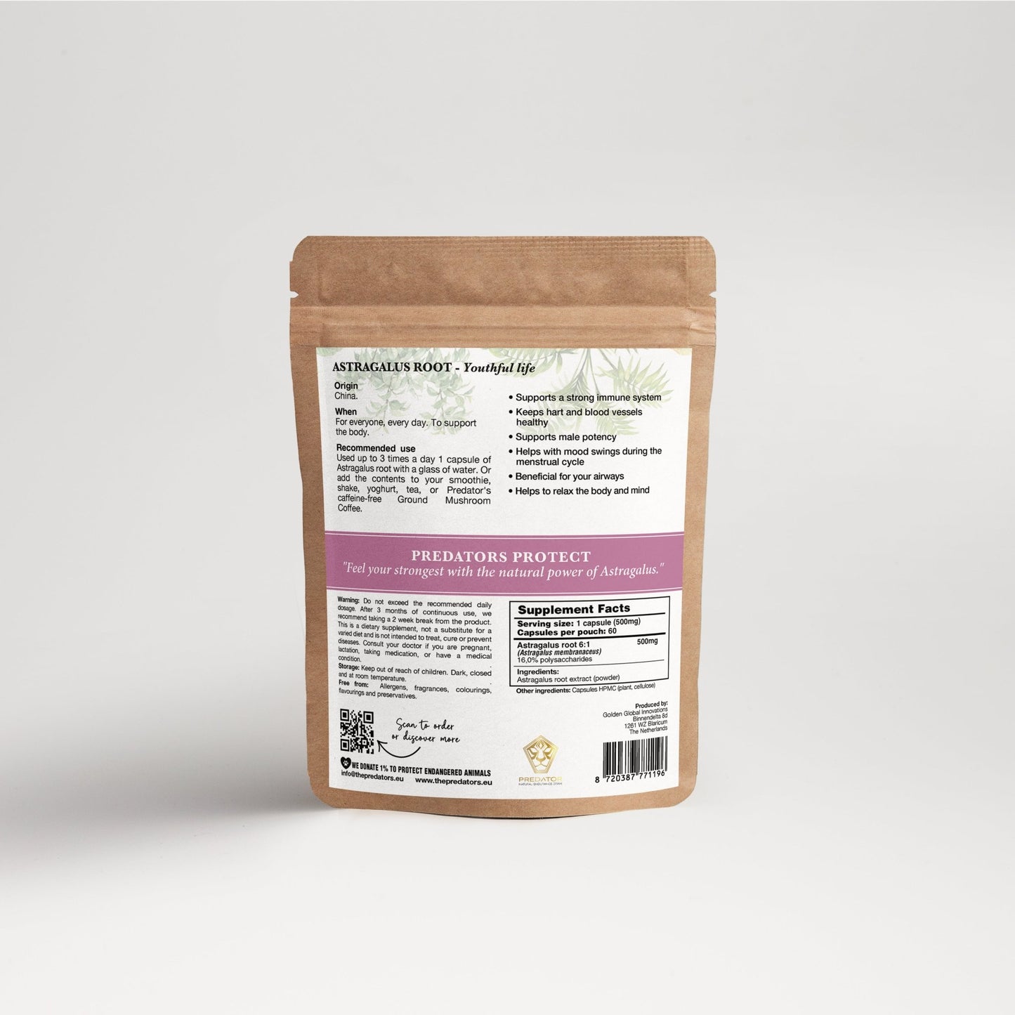 Nieuw: Astragalus Capsules - Life force & Immunity - The Predators