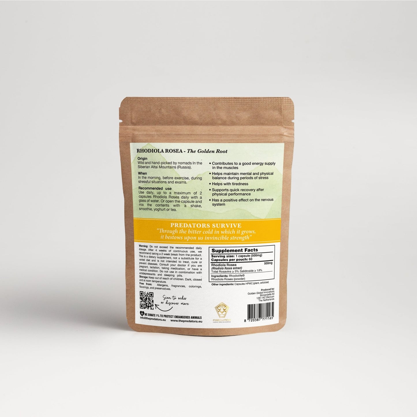 Rhodiola Rosea Capsules - Energie - The Predators